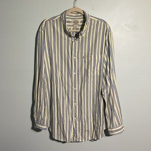 Polo Ralph Lauren Jeans Co Men’s XL Blue Yellow Striped Cotton Button Down Shirt